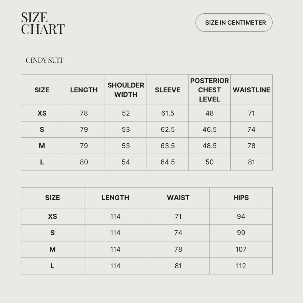 Size & Fit CINDY SUIT
