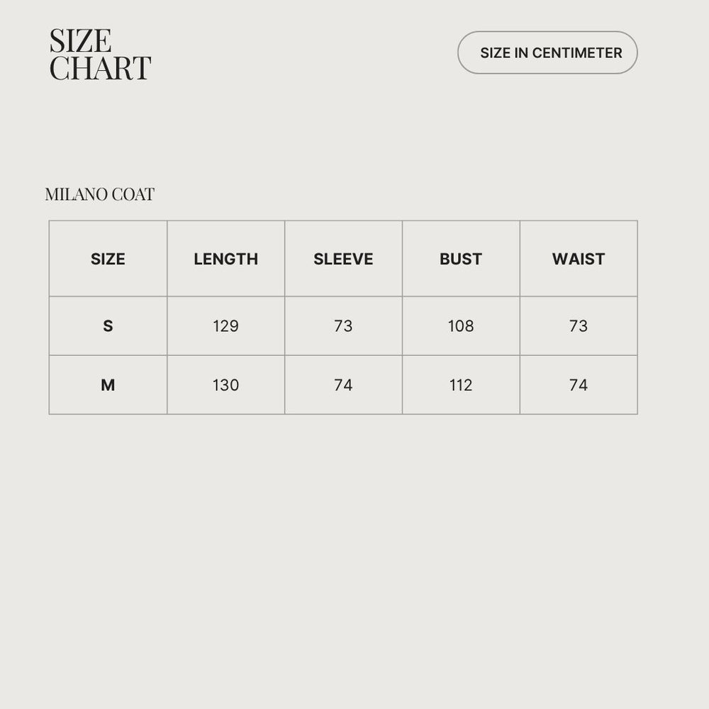 Size & Fit MILANO COAT
