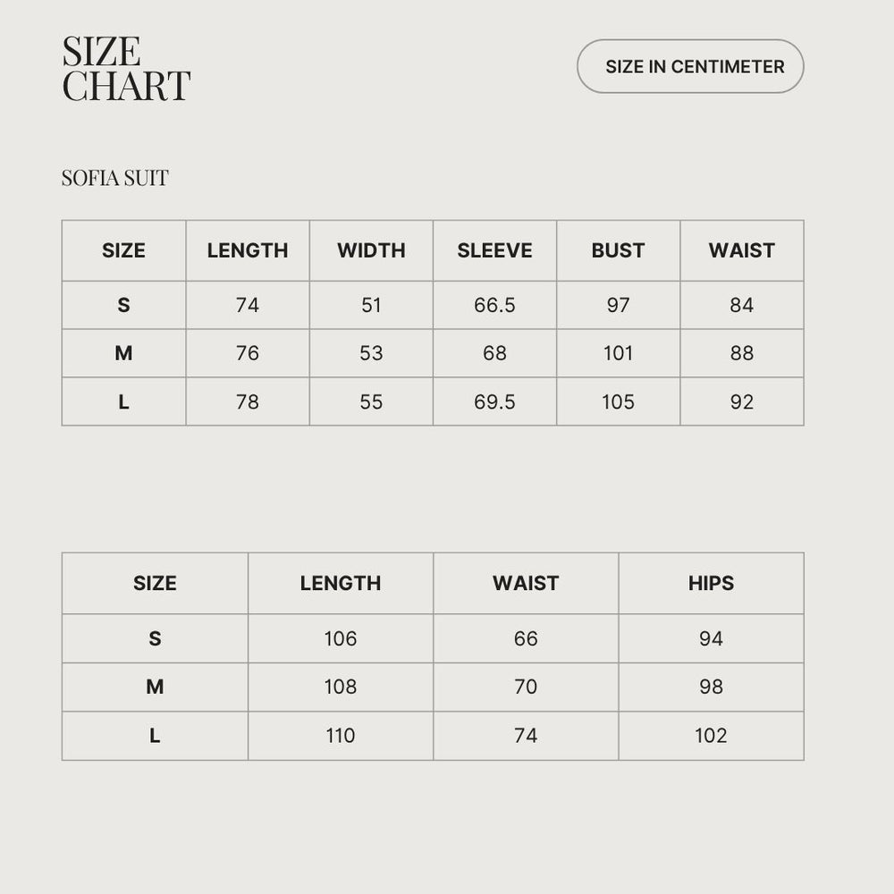 Size & Fit SOFIA SUIT